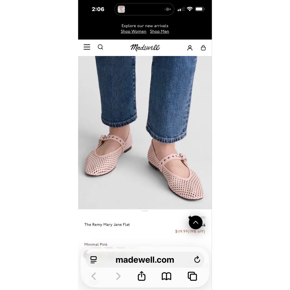 Madewell Women's The Remy Mary Jane Flat Shoes Leather Minimal Pink Size 8 NWOB - Picture 5 of 11